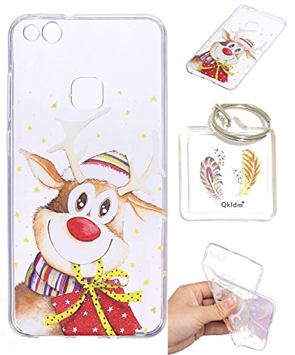 Preisvergleich Produktbild Hülle Huawei P10 Lite TPU schutz silikonhülle, Weihnachtsgeschenke niedlichen cartoon bild transparent handy Hülle für Huawei P10 Lite + schlüsselanhänger (* / 64) (1)