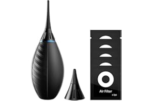 VSGO Souffleur d'air pour appareil photo avec pointe souple, prise d'air unique avec ventouse automatique, compatible avec objectif d'appareil photo, capteurs SLR/sans miroir, réflecteurs, écrans de