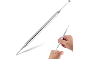 SOLBREZENI Double Headed Body Probe Pen Acupuncture Pen Stainless Steel Manual Acupressure Pen Portable Fascia Massage Tool Facial Reflexology Tools Promote Blood Circulation for Facial Massager