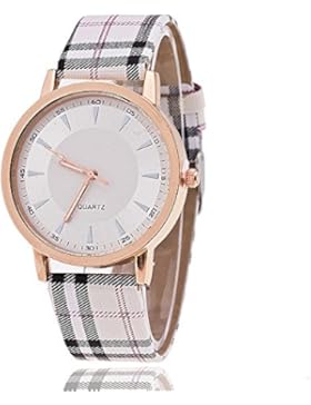 SSITG Armbanduhr Damenuhr Uhr Analog Kariert Karos Mädchen Fashion Farbe: Rosegold