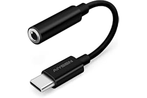 AIYEEN Ulepszony adapter słuchawkowy USB C na gniazdo 3,5 mm, adapter audio USB C na Aux, chip Hi-Res DAC, adapter do słuchawek kompatybilny z iPhone 15 Series Samsung, Pixel, iPad, MacBook (czarny)