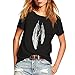 Produktbild [M-3XL], Damen T-Shirt Yogogo V-Ausschnitt Frauen Sommer Feder Drucken Kurzarm Cami Tanktops Crop Tops Oberteile Sport Tops Bluse Basic Lose Tops (3XL, Schwarz)