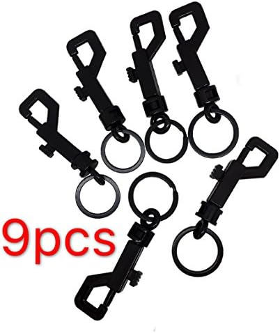 9 pcs Black Plastic Spring Snap Hook -With Black Key Ring