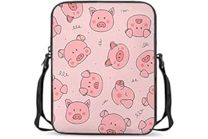 chaqlin Pink Pig Print for Ladies Girls Sling Messenger Shoulder Handbgas Women Casual Travel Sport Crossbody Bags Kids Baby School Bags Gifts