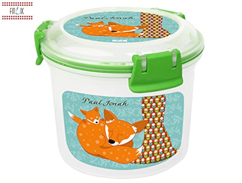 Preisvergleich Produktbild Müslidose Fuchs oder Eichhörnchen mit Namen, eigene Lunchbox von Finlix