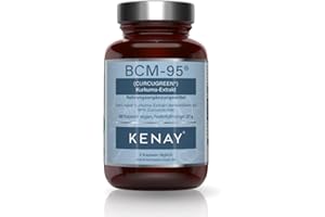 ‎KENAY BCM-95® (Curcugreen®) Kurkuma-Extrakt - 750mg pro Tagesdosis - pflanzliche Kapsel - Vegan - Ohne Magnesiumstearat - 60 Kapseln KENAY EUROPE