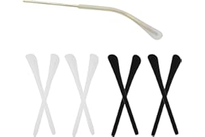 NICELAND 4 paires Silicone Lunettes Embouts Extrémités Antidérapants Noir et Blanc Confortable Souple Jambes de Lunettes en Métal en Silicone de Outil Réparation pour Jambes de Lunettes de Soleil Minces