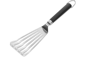 Weber Spatule Flexible pour plancha (41cm), en Acier Inoxydable, Design Fendu, Bords biseautés, poignée Confortable antidérapante, Lavable au Lave-Vaisselle - Argent (6780)