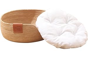 Totority Cojín Cachorro Nido De Gato Semicerrado Cama para Dormir Gatito Cama para Mascotas Nido De Verano con Cojín, 34x34cm, beige