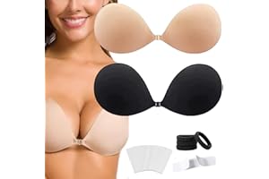 NOVALIFT 2 Pack Invisible Sticky Adhesive Invisible Bra Strapless Push Up Bra Backless Reusable Bra and Clothing Tape Boob Tape for Evening Wear Stick On Bra