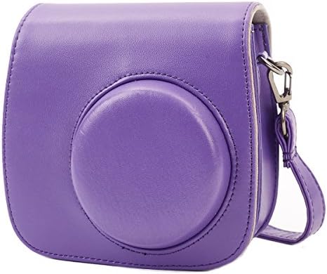 Leebotree Protective Case Compatible with Instax Mini 9 Mini 8 Mini 8+, Soft PU Leather Bag with Pocket and Removable Shoulder Strap (Purple)