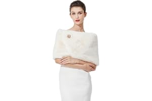 BEAUTELICATE Faux Fur Wrap Shawl Women’s Shrug Bridal Bridesmaid Stole for Winter Wedding Party Evening