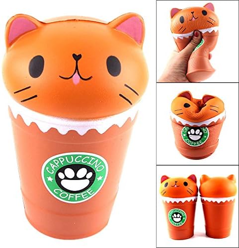 2018 New Cut Coffee Cup Cat Scented Squishy Slow Rising Squeeze Toy,Sold By Malloom (Coffee)
