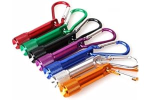 OFKPO 7 PCS Mini LED Keychain Flashlight with Carabiner LED Pocket Torch, Small Keyring Torches Flashlight for Hunting, Camping, Hiking