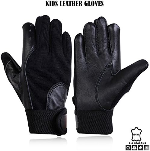 Kids Junior Child Leather Gloves Cycling Motocross Motorbike Riding Dress Gloves L