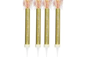PARTY BUZ WE VALUE YOUR TRUST Ice Fountain Candles for Cakes, Cake Sparklers, Cake Toppers, Ideal for Christmas Decoration, Birthday Party, Decorations, and Other Special Occasions (4Pcs Gold Fountaun)