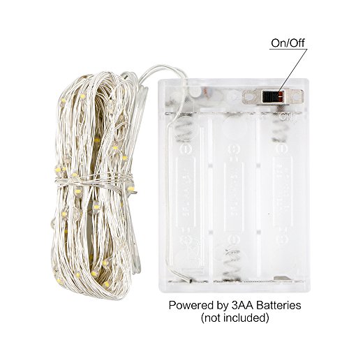 Lichterkette Kupferdraht, Kany LED Lichterkette 10 Meter 100 LEDs Batteriebetrieben Kupferdraht Wasserdicht, Kupterdraht Sternenlicht außen und innen für Weihnachten, Hochzeit, Party mit battery Box (blau) - 5