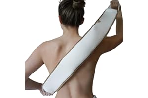 LOOFAH CRAFTS Loofahcrafts Esponja exfoliante de lufa para la espalda – Banda de ducha natural egipcia, limpiador corporal para zonas de difícil acceso, lavable, suave y eficaz