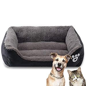 HIMA PETTR Warmcamapara Mascotas Peluche Kennel,Four Seasons con Cálido Desmontable Lavable para Interior, Negro,40 * 32cm
