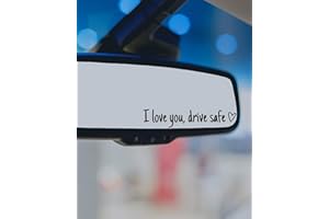 HUVZOR 4 pièces Autocollant de rétroviseur “I love you,drive safe” - colle pare brise,pour rétroviseur de courtoisie et fenêtre arrière - Accessoires de voiture - Pour fille et femme(Noir)