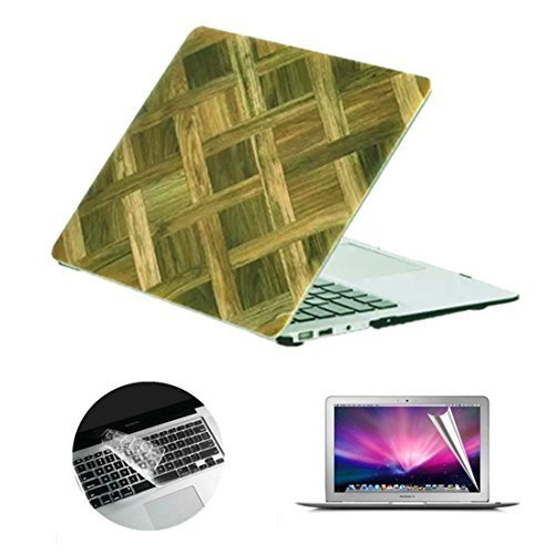 Preisvergleich Produktbild Se7enline MacBook-Gehäuse, matt, gefrosteter Kunststoff, Hartschalen-Abdeckung mit transparenter Silikon-Tastaturfolie und Displayschutzfolie Wood Grain Cross Macbook Air 13"(Models: A1369, A1466)