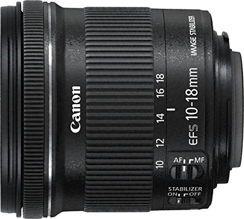 Canon 9519B009 - Objetivo para cámara EF-S 10-18mm f/4.5-5.6 IS STM + EW-73C + Lens Cloth (SLR, 14/11, Ultra-Ancha, STM, EOS, Canon), Color Negro
