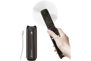 LETSCOL Handheld Mini Fan, 3 in 1 Hand Held Fan, Portable Travel Fan, Small Foldable Pocket Fan, Personal Desk Fan with Power Bank, Flashlight for Adults Women Makeup (Brown)