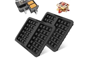 GIDWRIY 2 Piezas Moldes Gofres Silicona Air Fryer,Accesorio para Freidora de Aire Caliente,Moldes para Hornear Reutilizable,Inserto para Gofres para Ninja AF300,AF400EU,AF451EU,SL400EU y AF500DE