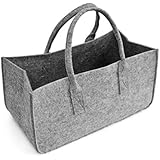 Filztasche hell grau Filzkorb Kaminholztasche hellgrau Kaminholzkorb Korb Filz Zeitungsst&auml;nder Zeitungskorb