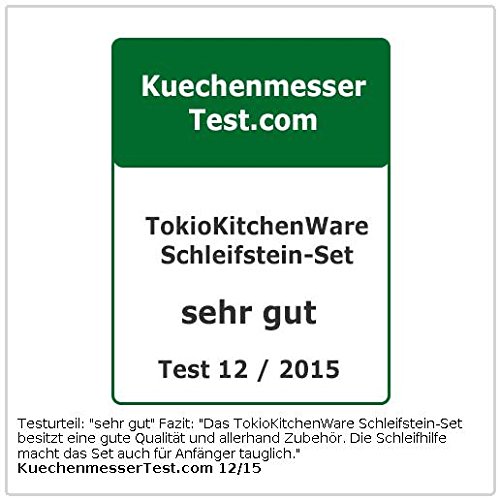 TokioKitchenWare Wasser-Schleifstein-Set, 2 Doppel-Wassersteine, Winkelhilfe & Halter - 3