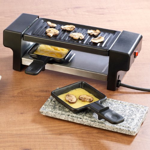 Rosenstein & Söhne Raclette für 2 mit Grillaufsatz & heißem Stein, 350 Watt - 4