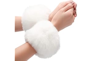 Cosysparks Futrzane mankiety, futrzane mankiety, miękkie futro, damskie getry ze sztucznego futra, dla kobiet i dziewcząt (1 para), biały, M