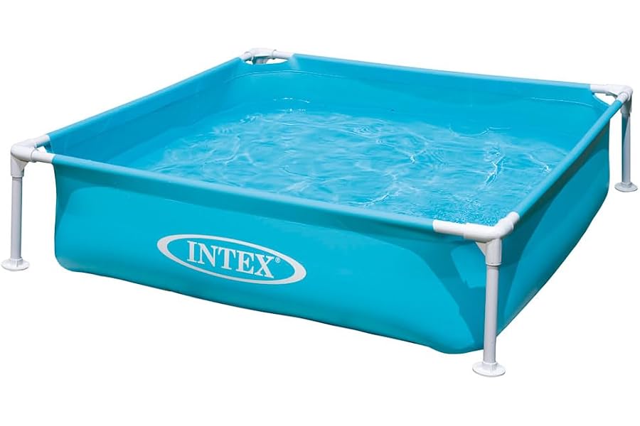 Intex Piscina Desmontable Cuadrada Tubular Infantil, 122x122x30 cm, 342 litros, Diseño Cuadrado, Tapón de desagüe, Jardín y E