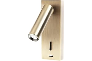 Meanyee Wall Mounted Reading Lamp led Bedside Lights headboard Lamps with Switch/USB Charger Port/Adjustable Arm / 3W led/Bronze Finished/MY-WN218T