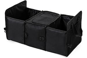 YIOVVOM Organiseur de coffre – Idéal pour garder toutes les fournitures de camion ensemble, tout en étant pliable à plat pour un rangement facile. Organiseur pour voiture, SUV et camion Noir