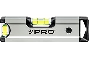 PRO600 Mini Wasserwaage mit magneten 17cm Eloxiert - Die Härte 9 auf der Mohs Skala - Ergonomischen Profil und ERS+ (Easy Reading System) Anti Shock Absorber Endkappen - Farbe Silber
