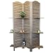 Produktbild Raumteiler, Holz, 174x120cm, 3 Paneele mit Lamellenfront, 3 Ablageböden, freistehend stellbar, Paravent Raumtrenner Trennwand Sichtschutz Spanische Wand