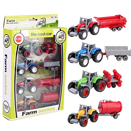 Preisvergleich Produktbild Befied Geschenkset Landwirtschaft Spielzeugauto 8er Spielzeugset mit verschiedenen Fahrzeugen Traktor Anhänger (Landwirtschaft-Nutzfahrzeug)