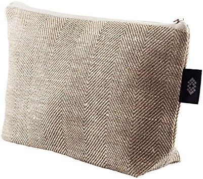 Handmade Large White Makeup Bag - 100% Linen Flax Fabric | 2 Pockets Inside | Cosmetic Canvas Case Toiletry Travel Zipper Pouch | Handcrafted by ThingStore