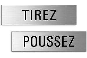 OFFORM DESIGN Plaques Tirez Poussez 150x40 mm Lot de 2 Aluminium brossé Aspect Acier inox
