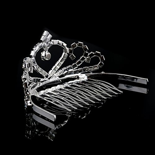 Pixnor Hochzeit Braut funkelnden Kristall Strass Krone Tiara Haarreif mit Kamm Silber - 7
