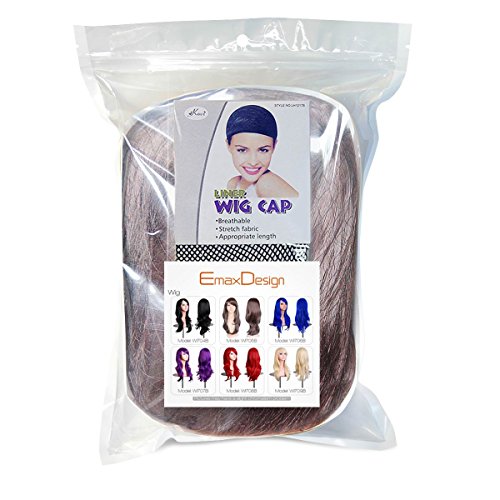 EmaxDesign 70cm qualitativ hochwertige Cosplay Perücke Für Frauen. Lang Voll, Lockig Wllig Heiz resistent. Fashion Glamourös Haarteil mit kostenlosen Perücke Kappe & Perücke Kamm (Farbe: Dunkelbraun) - 4