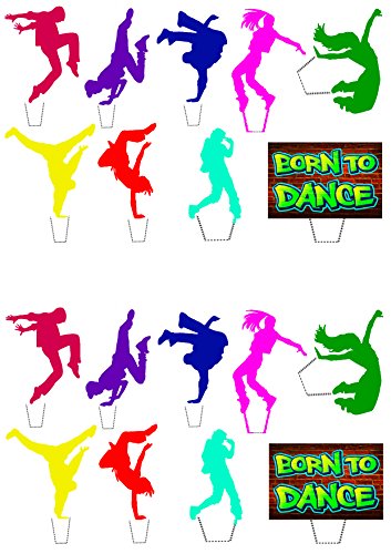 Born to Dance – Street Dancing/Hip-Hop Essbare Cupcake Topper – Stand-Up Wafer Kuchen Dekorationen, Pack of 36 - 2