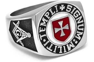 BOBIJOO Jewelry - Bague Chevalière Homme Franc-Maçon Templier Croix Rouge Templi Signum Militi Acier Inoxydable 316l