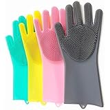 Multi-Functional Magical Silicone Non-Slip Scrubbing, Cleaning, Dish-Washing and Pet Grooming Hand Gloves (One Size)