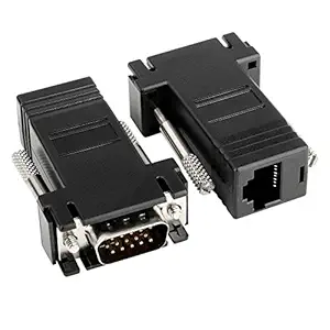 Microware VGA Extender to CAT5 CAT6 RJ45 Network Cable Adapter.(Pack of 2) Black