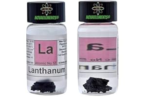 NOVAELEMENTS Lantano Elemento 57 la, Muestra Puro 1 Gramo 99,9% en Vial de Vidrio con Etiqueta