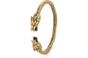 KKJOY Bracelet viking en acier inoxydable avec tête d'animal - Bijou vintage à vis - Pour homme