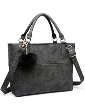 Miss LuLu Handtasche Damen Henkeltasche Tote Bag Aktentasche PU Leder Elegant für Frauen (E1768-Schwarz)