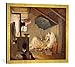 Produktbild Gerahmtes Bild von Carl Spitzweg "Der arme Poet", Kunstdruck im hochwertigen handgefertigten Bilder-Rahmen, 70x50 cm, Gold raya